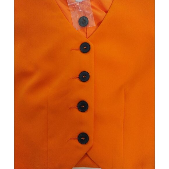 Orange Button-Up Cropped Vest By Love Tree - Medium Size - Womens Fashion Top. - Picture 4 of 6
